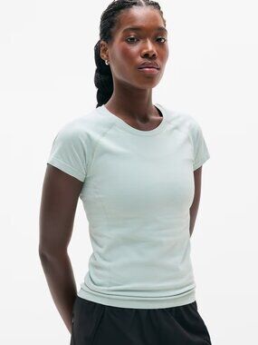 New Athleta L Momentum Flex Short Sleeve Tee Current Green Large